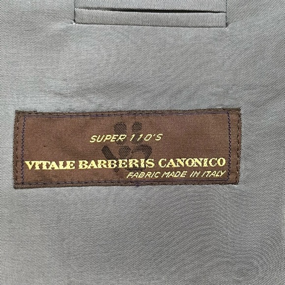 HUGO BOSS Bertolucci/Cinema Suit‎ Jacket Navy Blue Chalk Stripe Virgin Wool, 38R - Picture 11 of 13